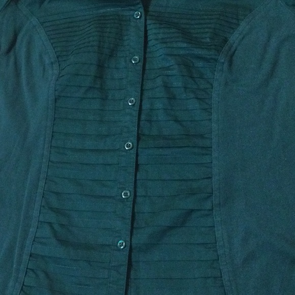 XL Christopher & Banks hunter green stretch button down blouse - Picture 9 of 16